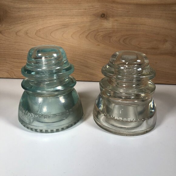 Lot of 2 Vintage Hemingray 40 45 U.S.A. Glass Telegraph Telephone Insulators - Picture 1 of 7